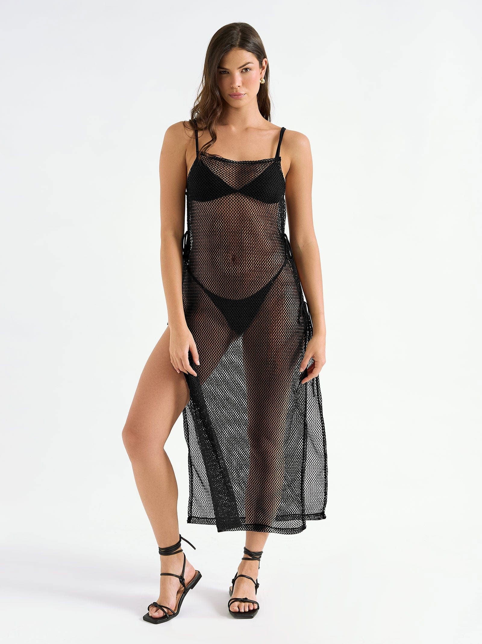 flora long dress raven - ONEONE SWIMWEAR