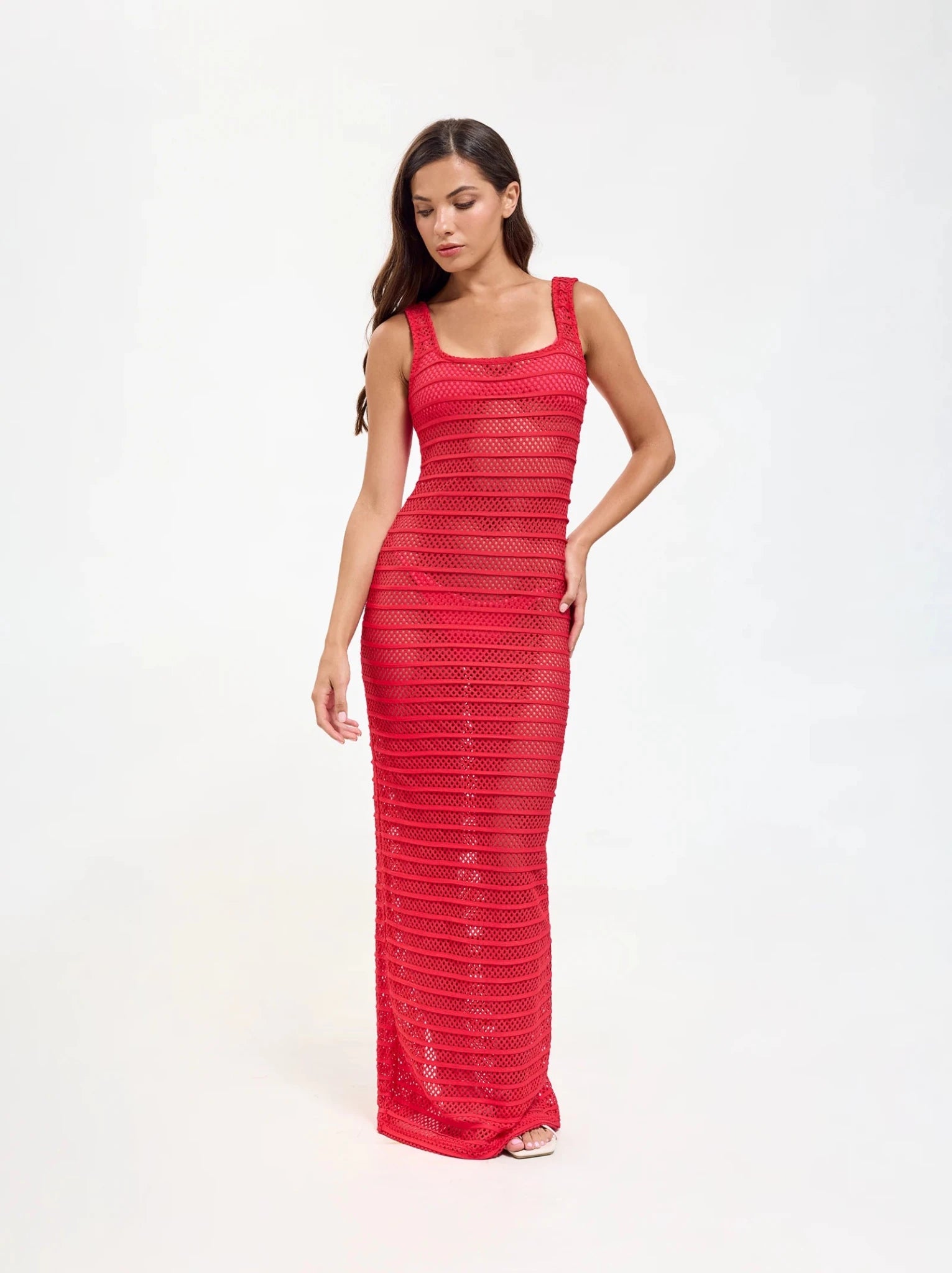 lucienne long dress crimson - ONEONE SWIMWEAR