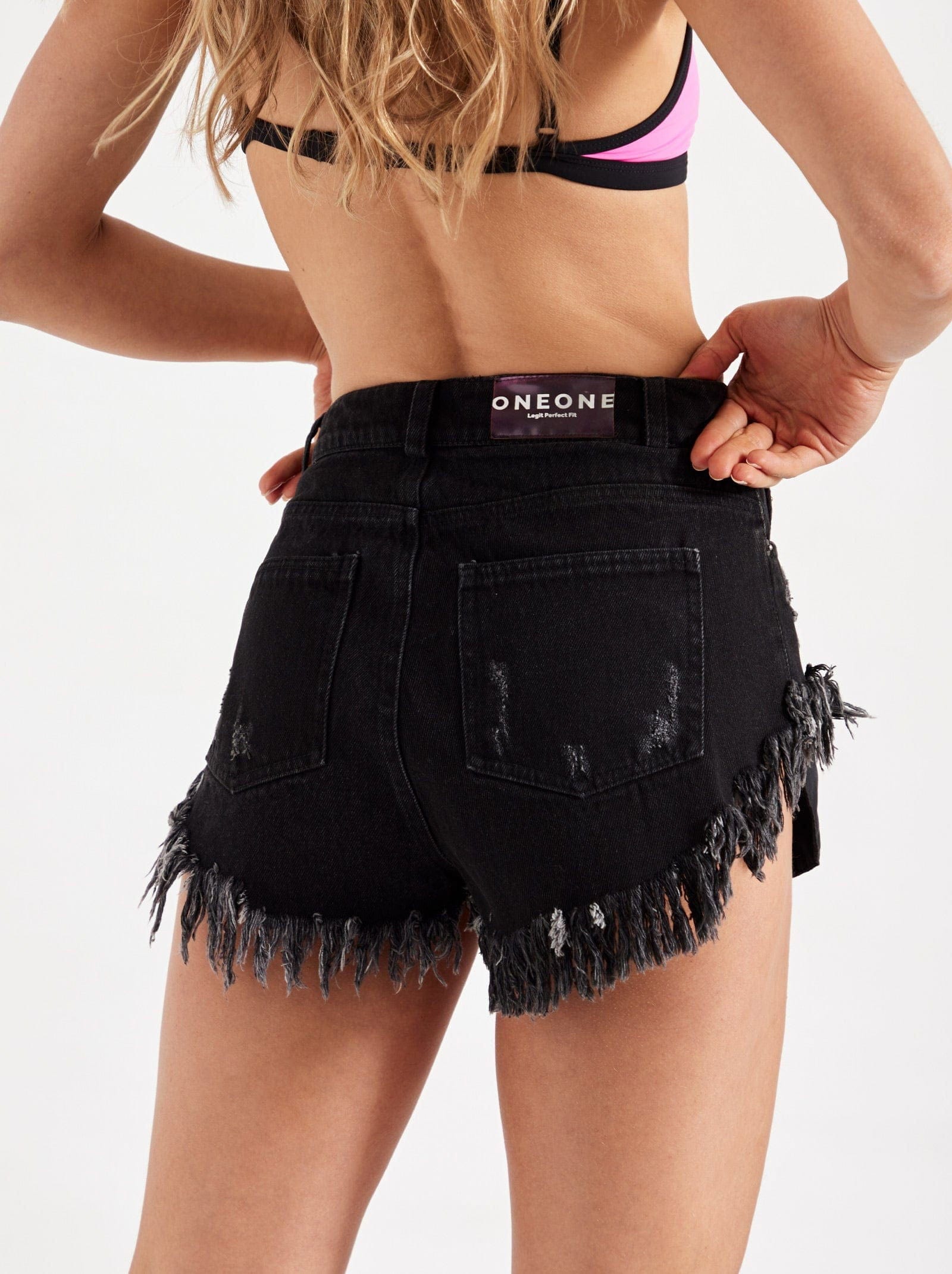 rose short black denim - ONEONE SWIMWEAR